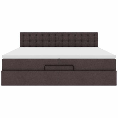 Ottoman bed met matrassen en LED's 200x200cm stof donkerbruin