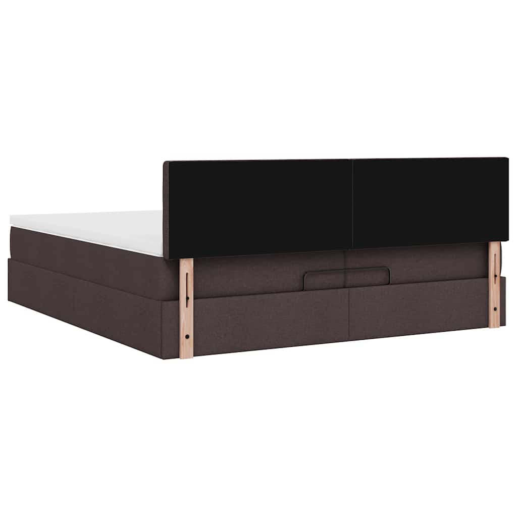 Ottoman bed met matrassen en LED's 200x200cm stof donkerbruin