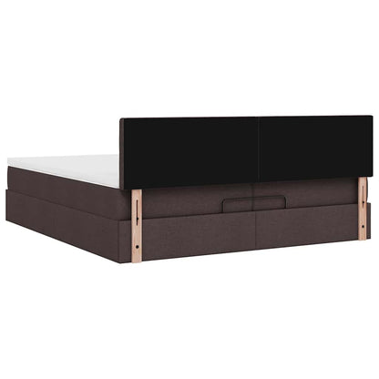 Ottoman bed met matrassen en LED's 200x200cm stof donkerbruin