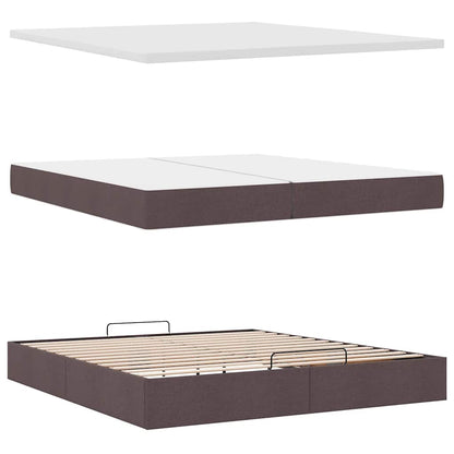 Ottoman bed met matrassen en LED's 200x200cm stof donkerbruin