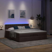 Ottoman bed 200x200 cm donkerbruin stof