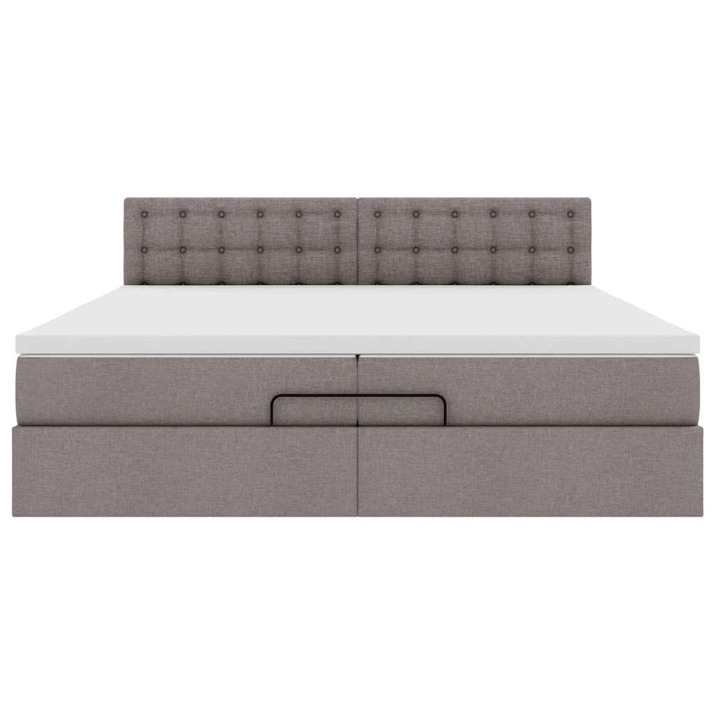 Ottoman bed met matrassen en LED's 200x200cm stof taupe