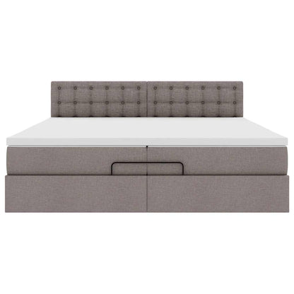 Ottoman bed met matrassen en LED's 200x200cm stof taupe