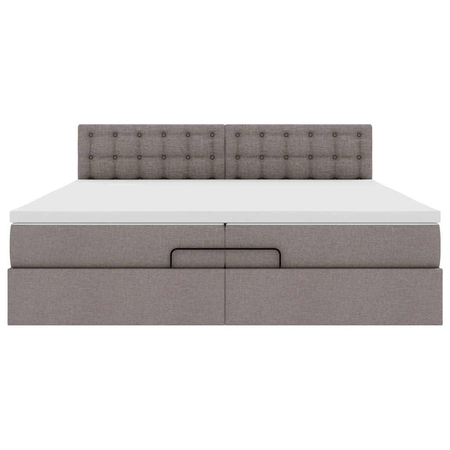 Ottoman bed met matrassen en LED's 200x200cm stof taupe
