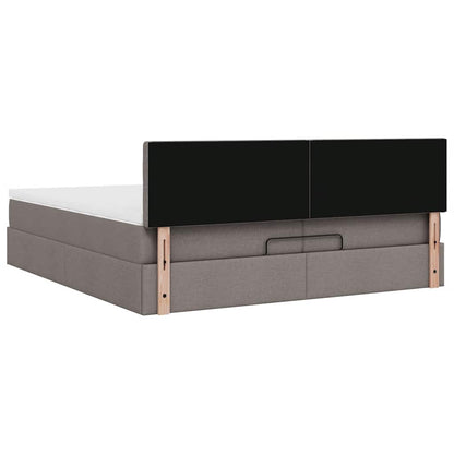 Ottoman bed met matrassen en LED's 200x200cm stof taupe