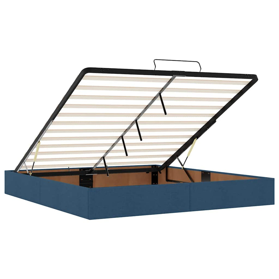 Ottoman bed met matrassen en LED's 200x200cm stof blauw