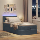 Ottoman bed with mattress and LEDs 80x200cm velvet dark grey