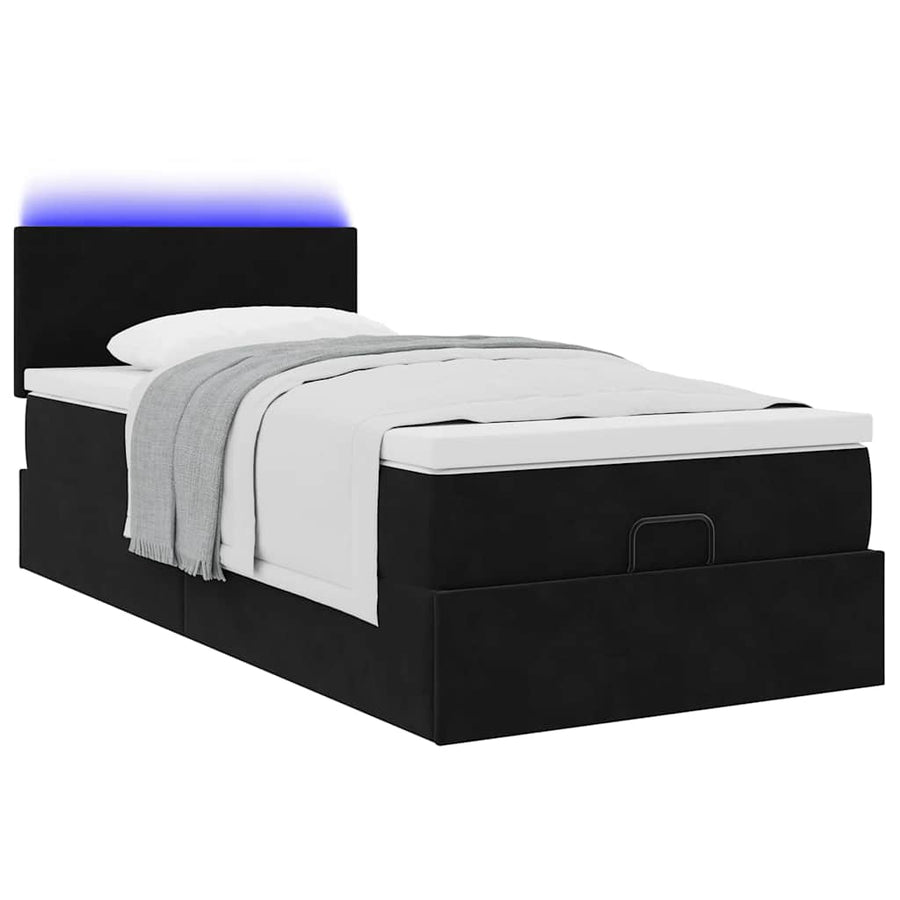 Ottoman bed met matras en LED's 80x200cm fluweel zwart