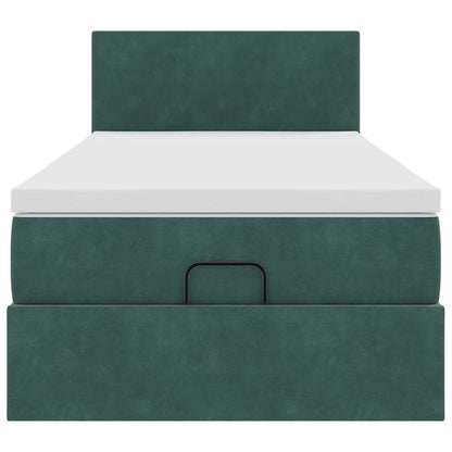 Ottoman bed met matras en LED's 80x200cm fluweel donkergroen