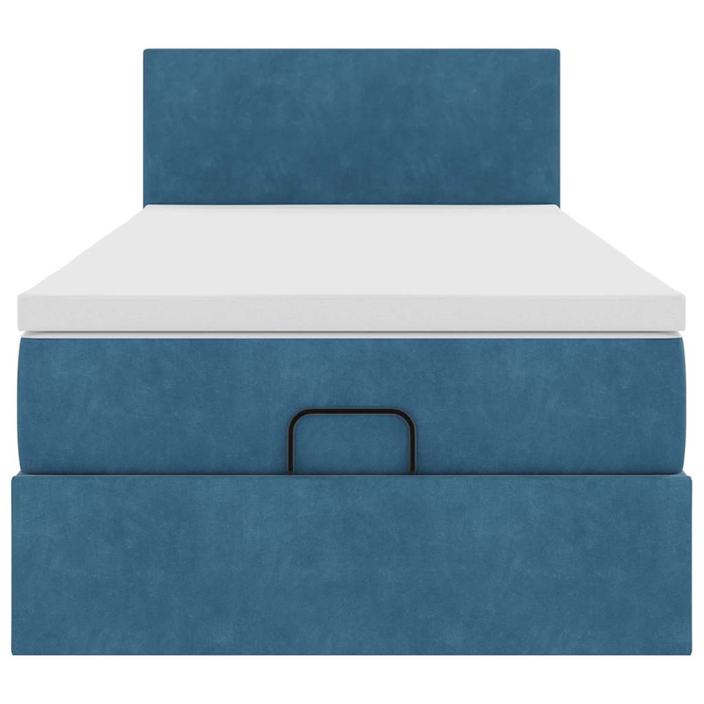 Ottoman bed met matras en LED's 80x200cm fluweel donkerblauw