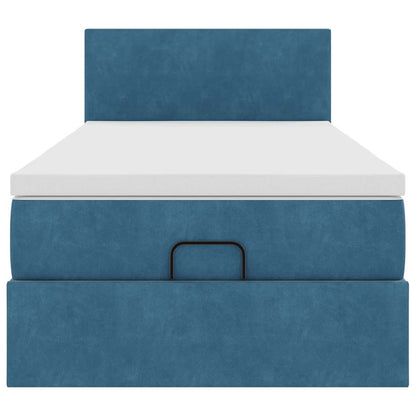 Ottoman bed met matras en LED's 80x200cm fluweel donkerblauw