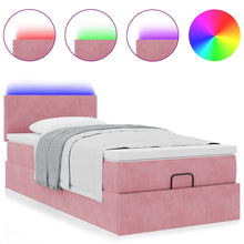 Ottoman bed met matras en LED's 80x200cm fluweel roze