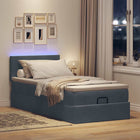 Ottoman Bed with Mattress and LEDs 90x190cm Velvet Dark Grey