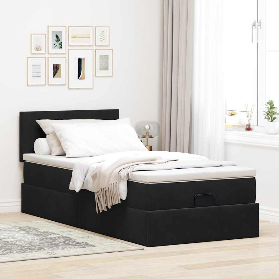 Ottoman bed met matras en LED's 90x190cm fluweel zwart