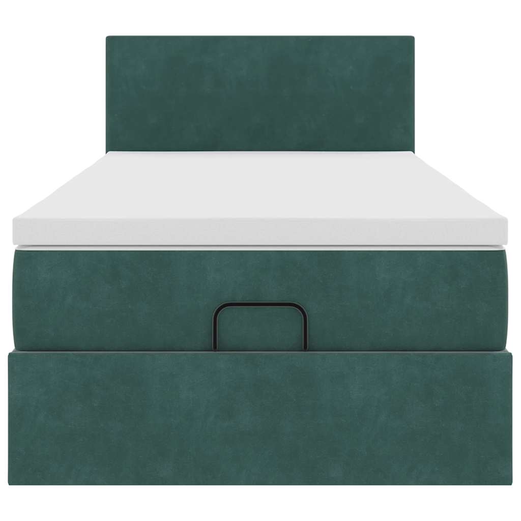 Ottoman bed met matras en LED's 90x190cm fluweel donkergroen