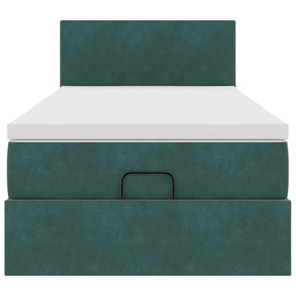 Ottoman bed met matras en LED's 90x190cm fluweel donkergroen