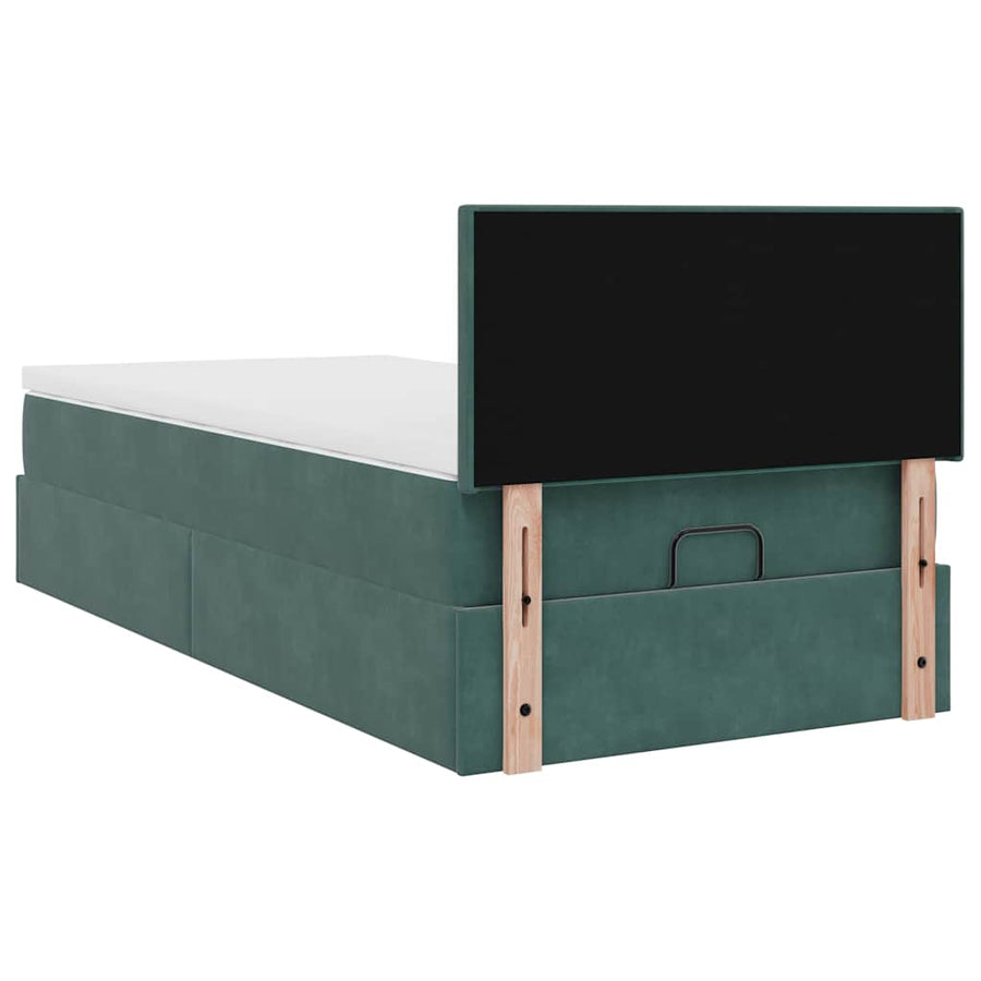 Ottoman bed met matras en LED's 90x190cm fluweel donkergroen
