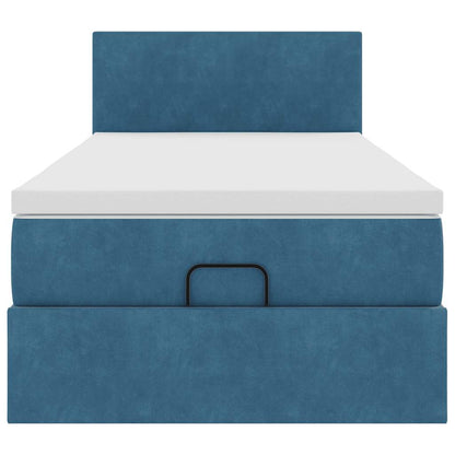 Ottoman bed met matras en LED's 90x190cm fluweel donkerblauw