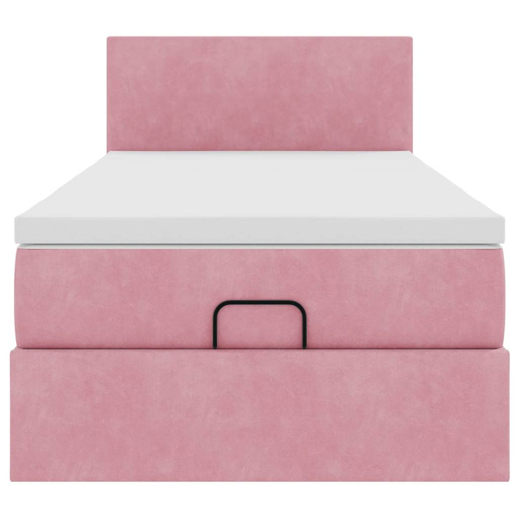Ottoman bed met matras en LED's 90x190cm fluweel roze