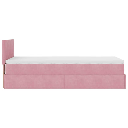 Ottoman bed met matras en LED's 90x190cm fluweel roze