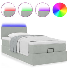 Ottoman bed met matras en LED's 90x200cm fluweel lichtgrijs