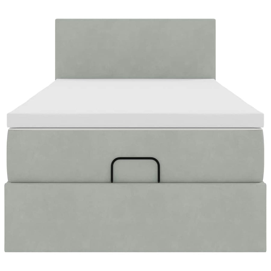 Ottoman bed met matras en LED's 90x200cm fluweel lichtgrijs