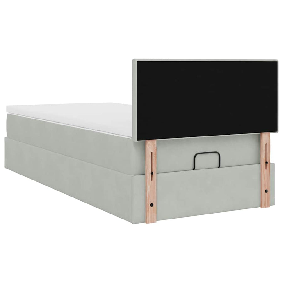 Ottoman bed met matras en LED's 90x200cm fluweel lichtgrijs
