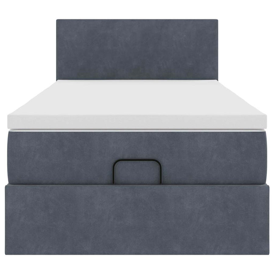 Ottoman bed met matras en LED's 90x200cm fluweel donkergrijs