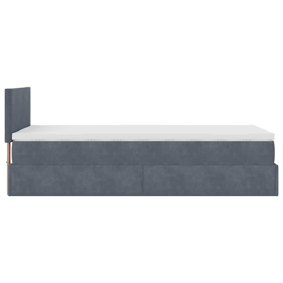 Ottoman bed met matras en LED's 90x200cm fluweel donkergrijs