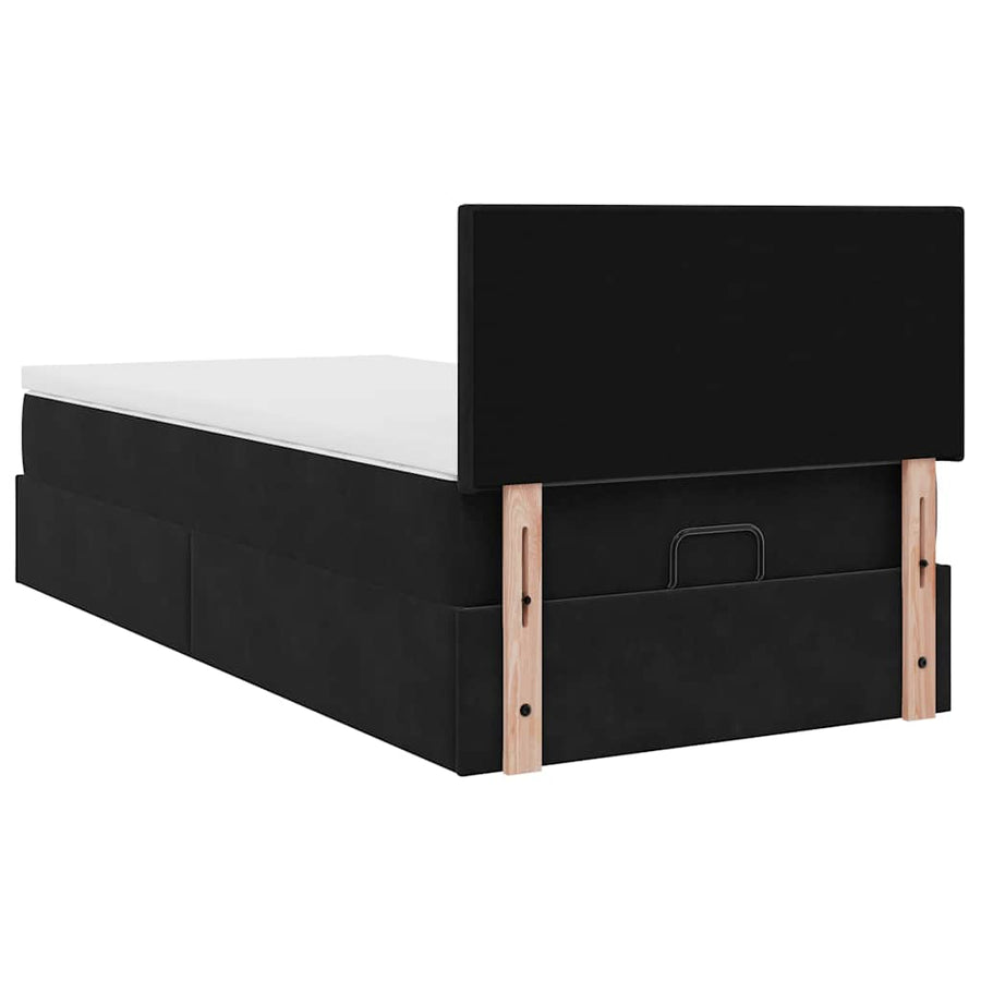 Ottoman bed met matras en LED's 90x200cm fluweel zwart
