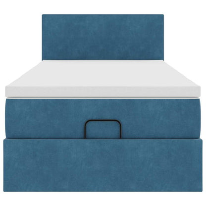 Ottoman bed met matras en LED's 90x200cm fluweel donkerblauw