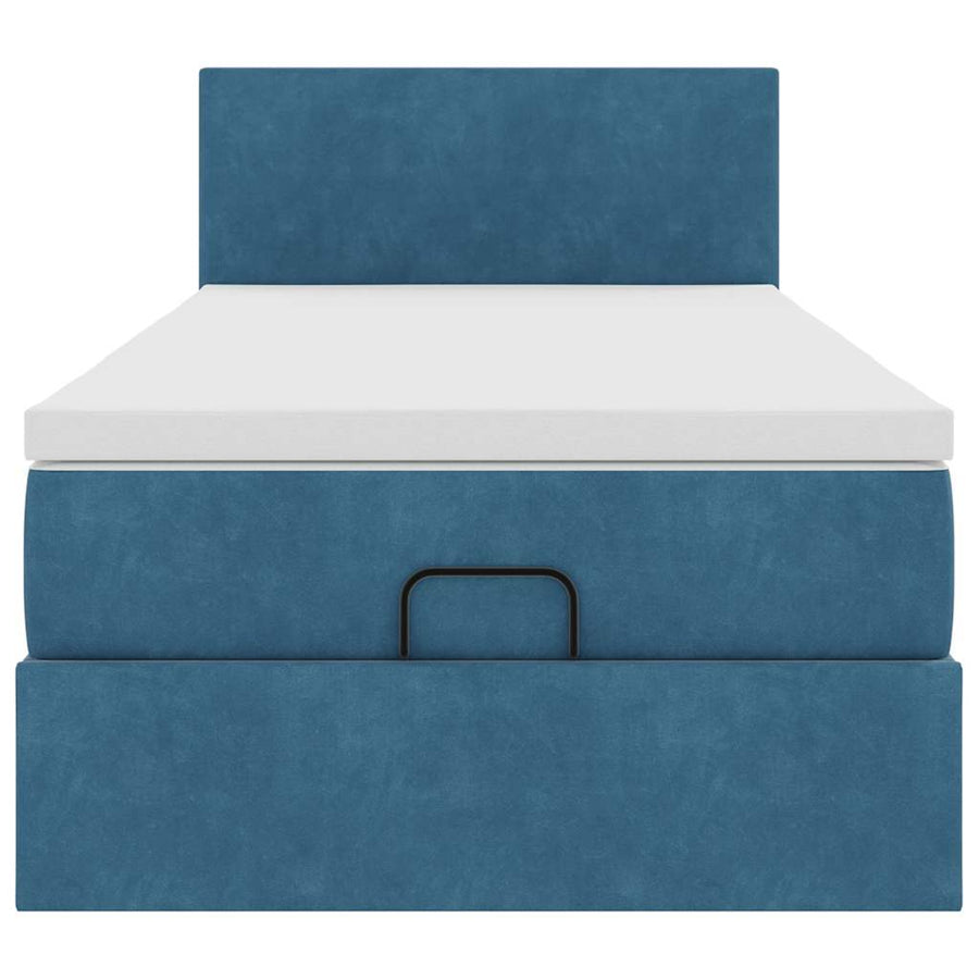 Ottoman bed met matras en LED's 90x200cm fluweel donkerblauw
