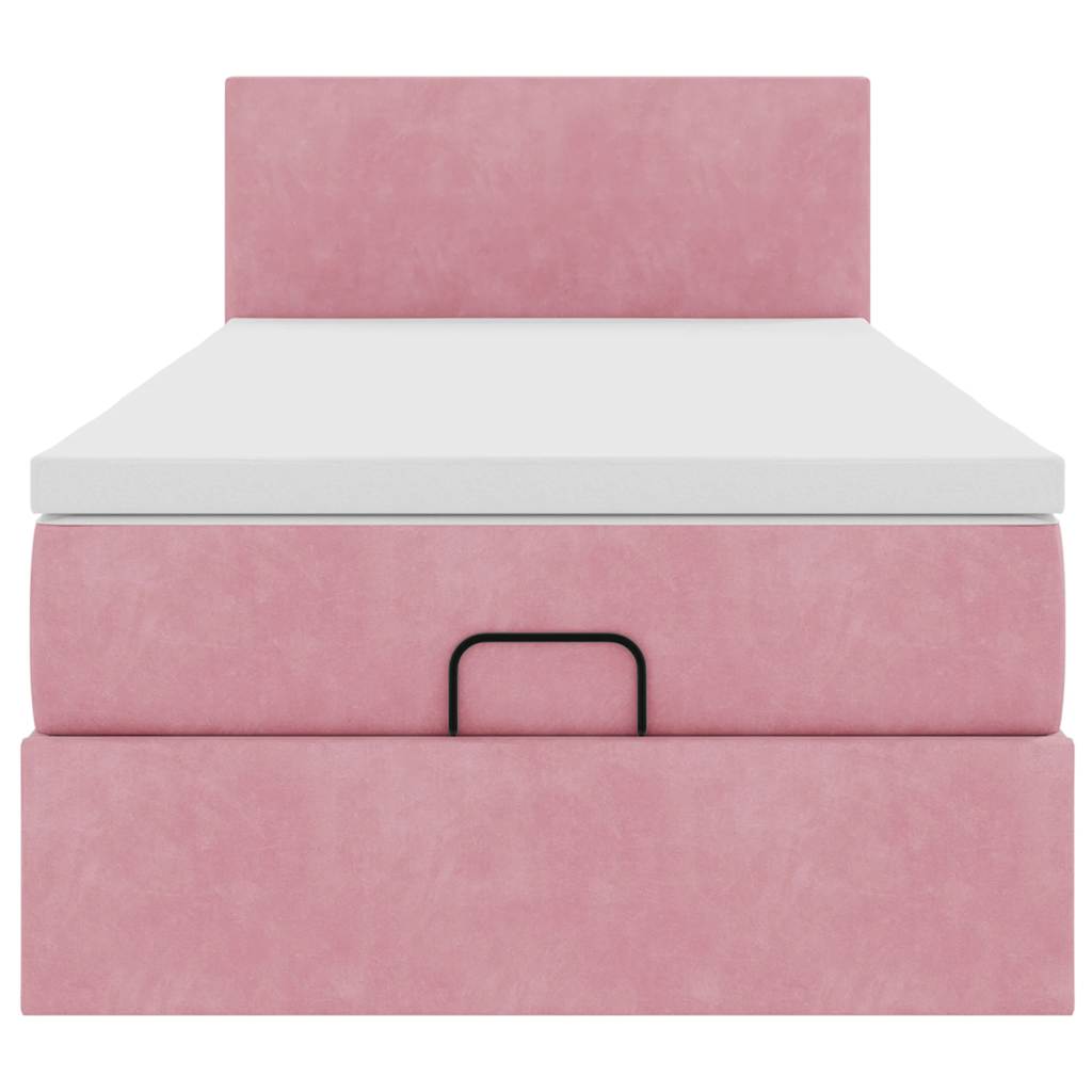 Ottoman bed met matras en LED's 90x200cm fluweel roze