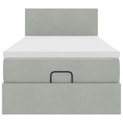 Ottoman bed met matras en LED's 100x200 cm fluweel lichtgrijs