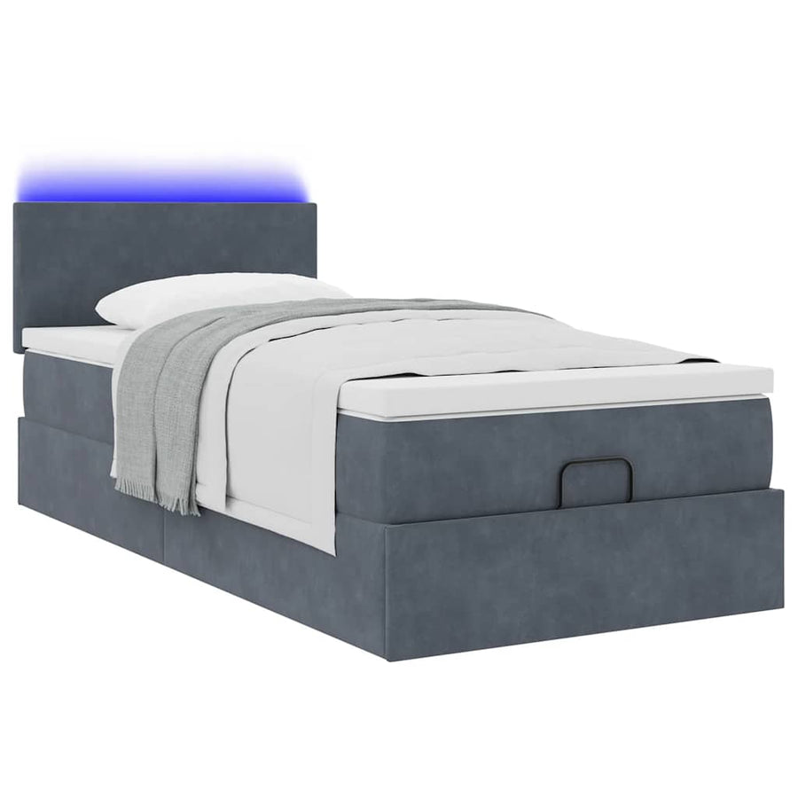 Ottoman bed met matras en LED's 100x200 cm fluweel donkergrijs