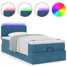 Ottoman bed met matras en LED's 100x200 cm fluweel donkerblauw