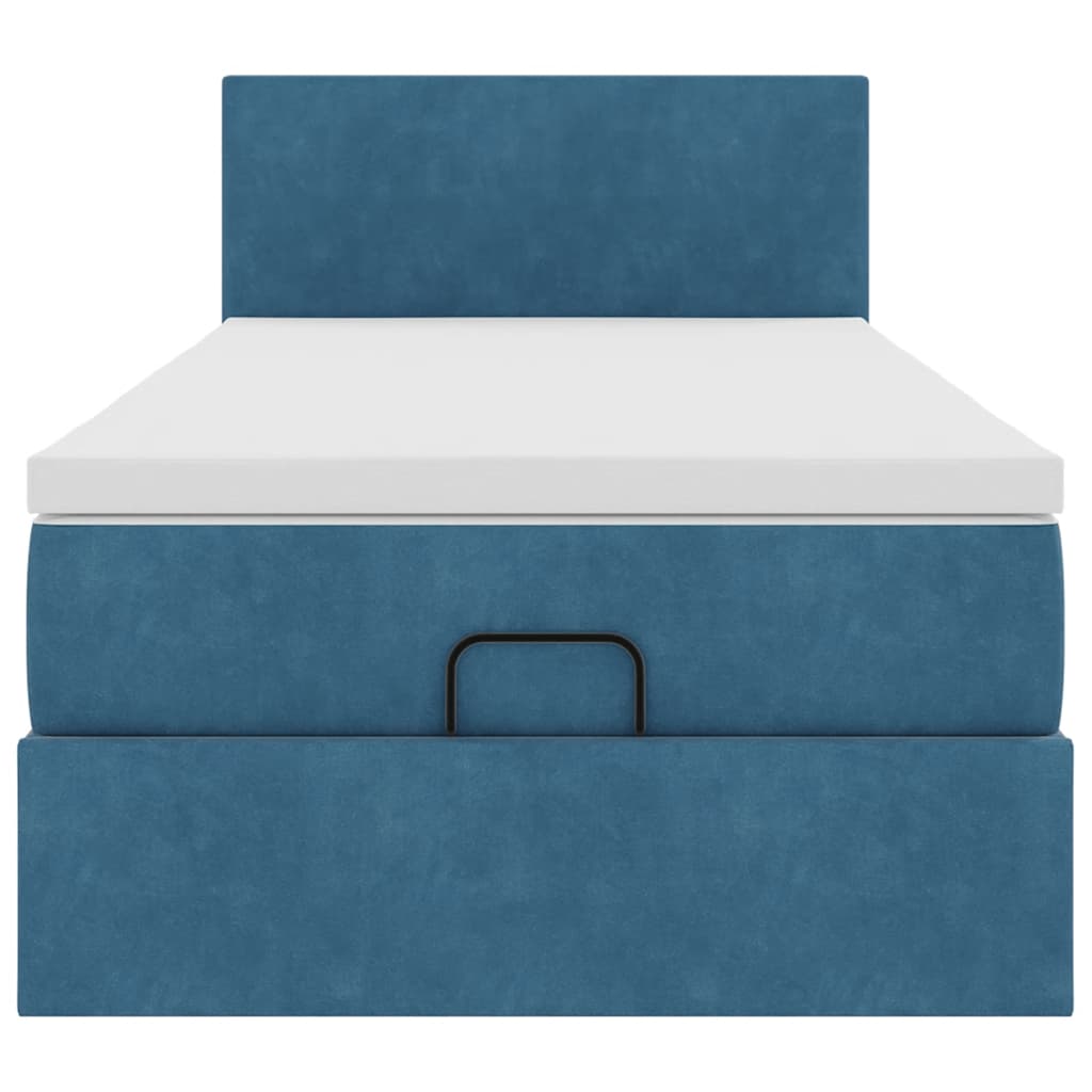 Ottoman bed met matras en LED's 100x200 cm fluweel donkerblauw