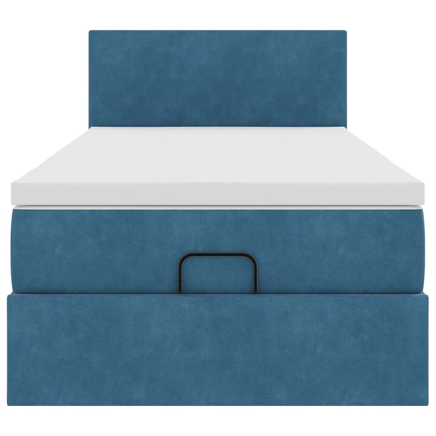 Ottoman bed met matras en LED's 100x200 cm fluweel donkerblauw