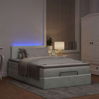 Bed pouffe with mattress and LEDs 120x190 cm velvet light grey