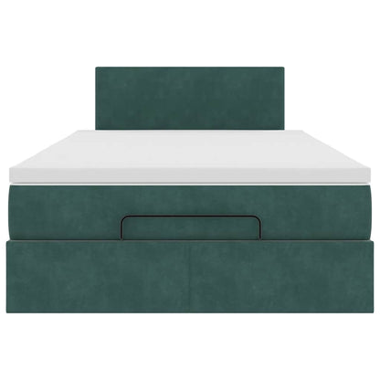 Ottoman bed met matras en LED's 120x190 cm fluweel donkergroen
