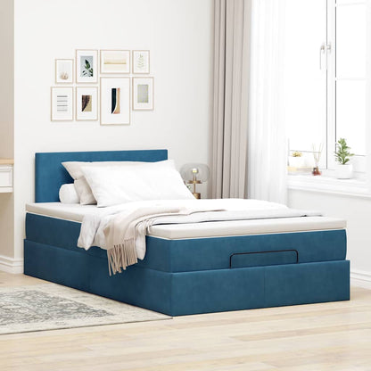 Ottoman bed met matras en LED's 120x190 cm fluweel donkerblauw