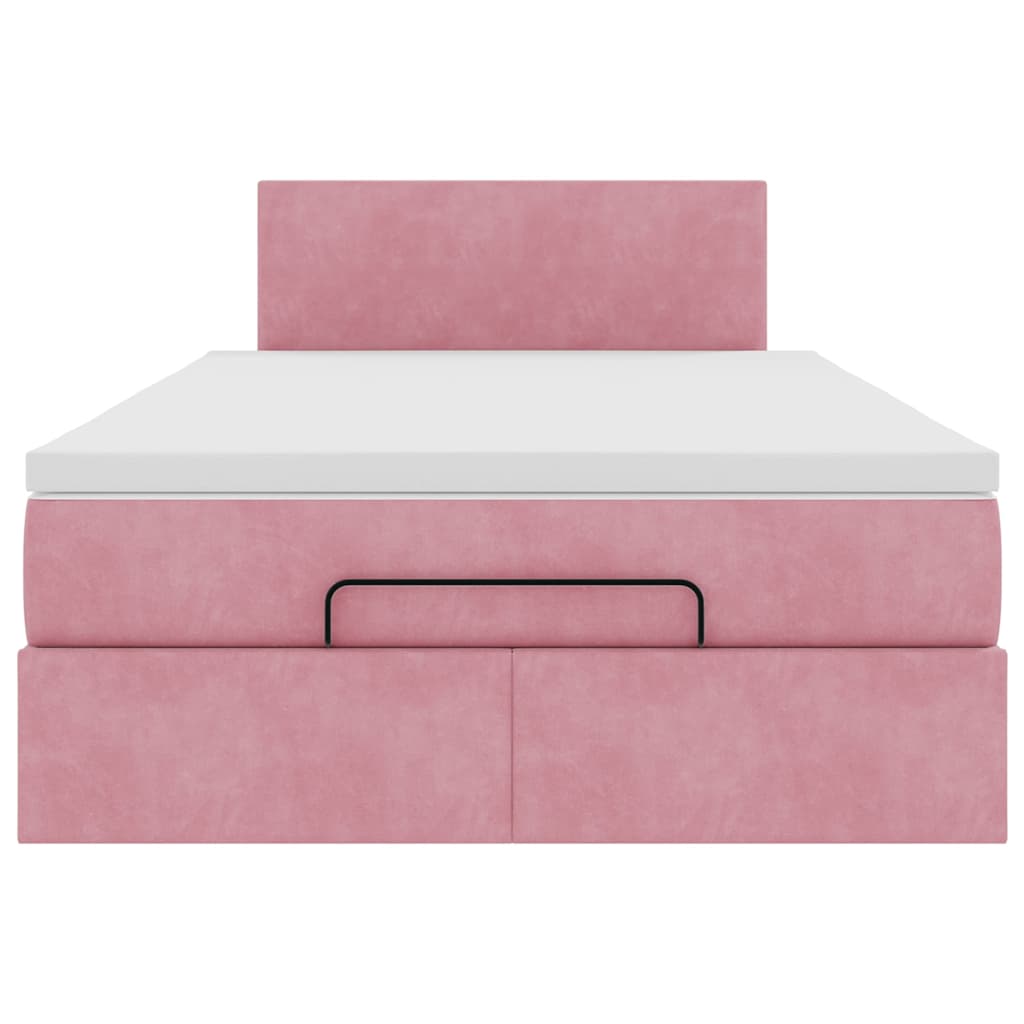 Ottoman bed met matras en LED's 120x190 cm fluweel roze
