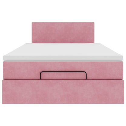 Ottoman bed met matras en LED's 120x190 cm fluweel roze