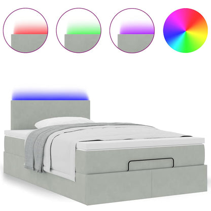 Ottoman bed met matras en LED's 120x200 cm fluweel lichtgrijs
