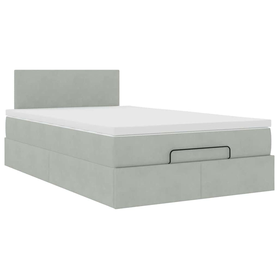 Ottoman bed met matras en LED's 120x200 cm fluweel lichtgrijs