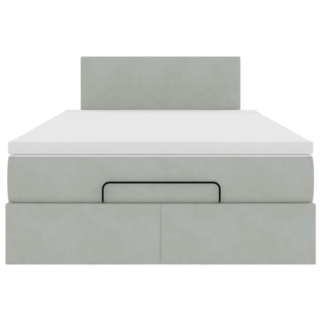 Ottoman bed met matras en LED's 120x200 cm fluweel lichtgrijs