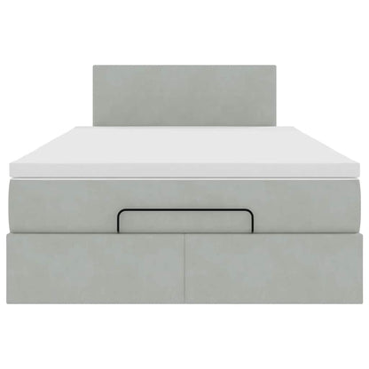 Ottoman bed met matras en LED's 120x200 cm fluweel lichtgrijs