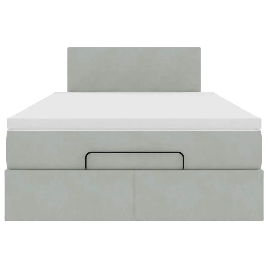 Ottoman bed met matras en LED's 120x200 cm fluweel lichtgrijs