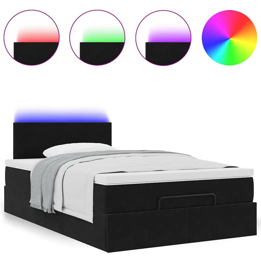 Ottoman bed met matras en LED's 120x200cm fluweel zwart