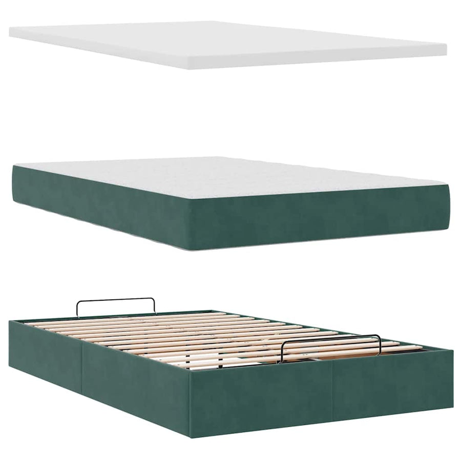 Ottoman bed met matras en LED's 120x200cm fluweel donkergroen